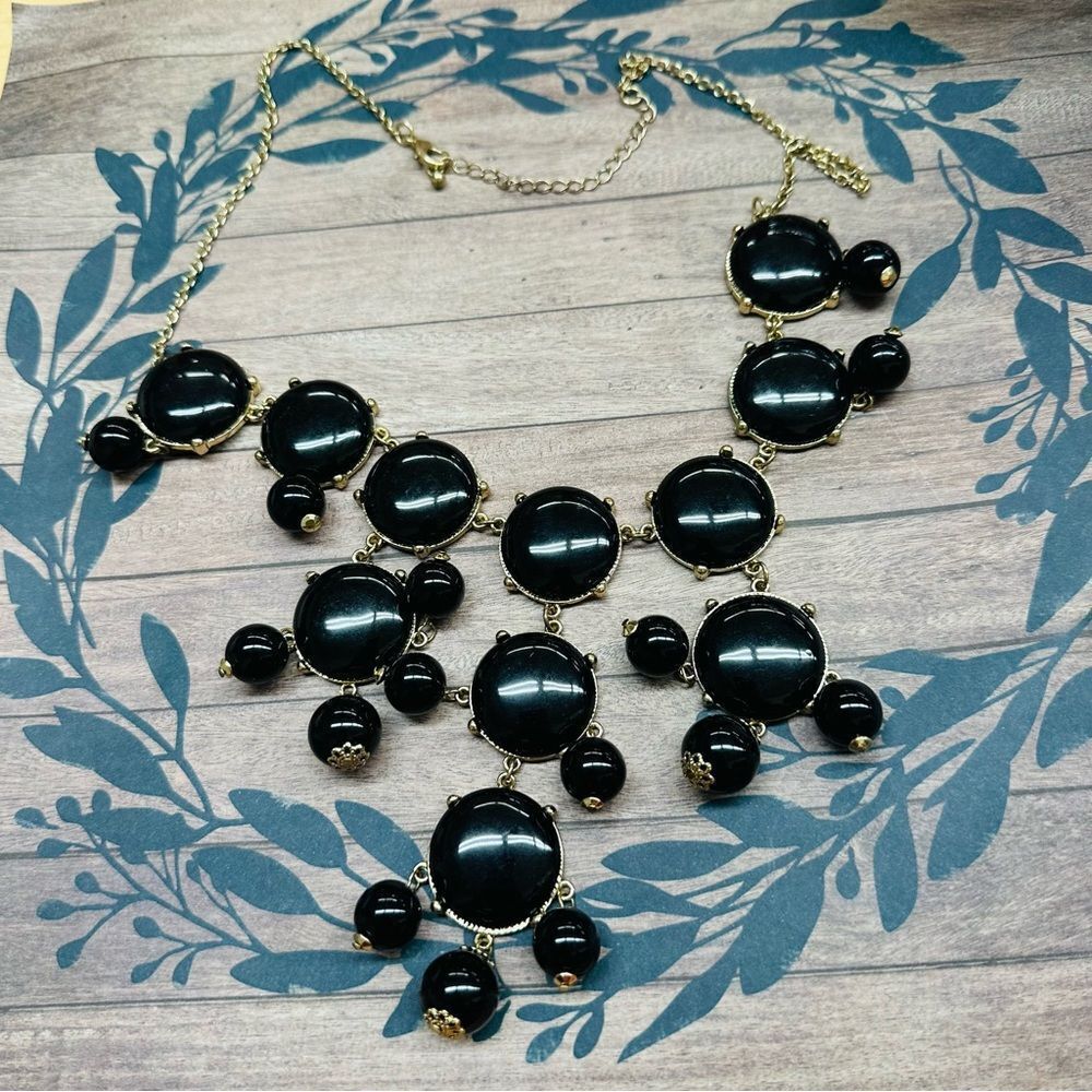 Gold Black Acrylic Bubble Necklace‎ 26 In B3